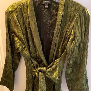 MSK  Satin Chartreuse Evening Blouse or Light Jacket Size S/M